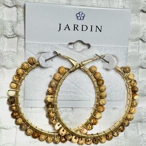 NWT Jardin Gold Beaded Hoop Earrings